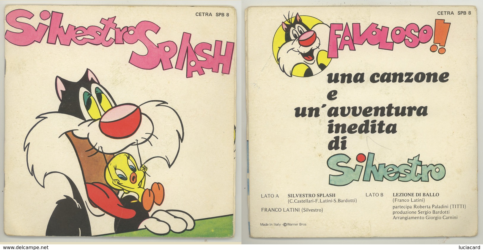 SILVESTRO SPLASH DISCO VINILE + LIBRO ILLUSTRATO -CETRA 1974 - Bambini