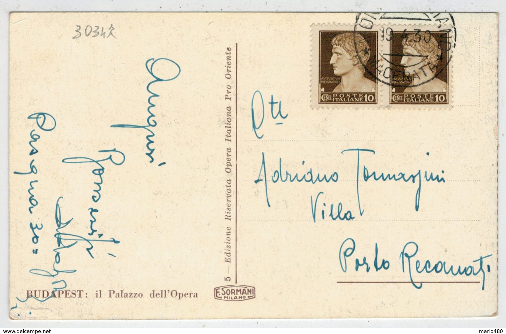 C. P.  PICCOLA    BUDAPEST   IL  PALAZZO  DELL' OPERA     (VIAGGIATA  IN  ITALIA  1930)    (  VIAGGIATA) - Ungheria