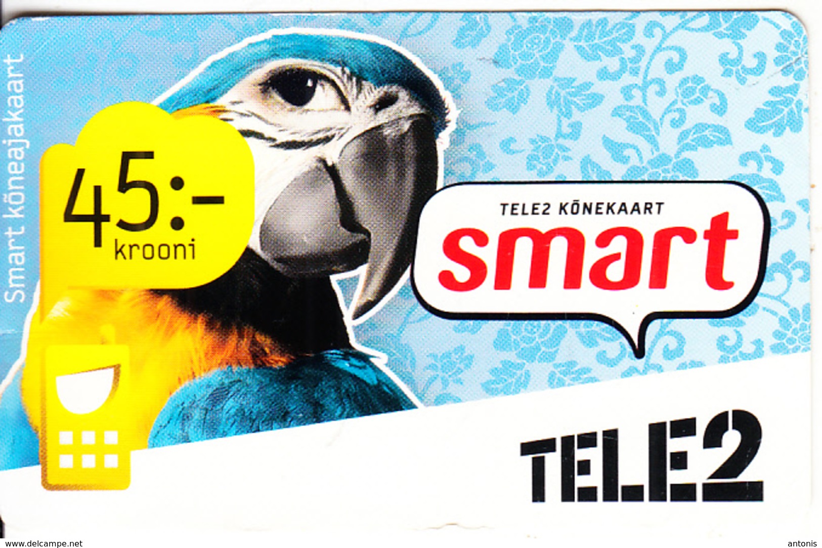 ESTONIA - Parrot, Tele 2 Prepaid Card 45 Kr, Exp.date 21/05/12, Used - Parrots