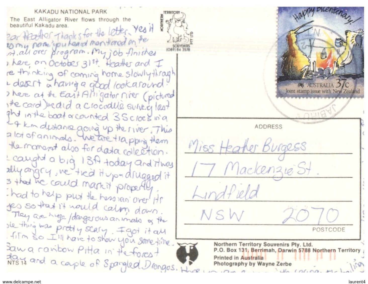 (800) Australia - (with Stamp At Back Of Postcard) NT - Kakadu - Kakadu