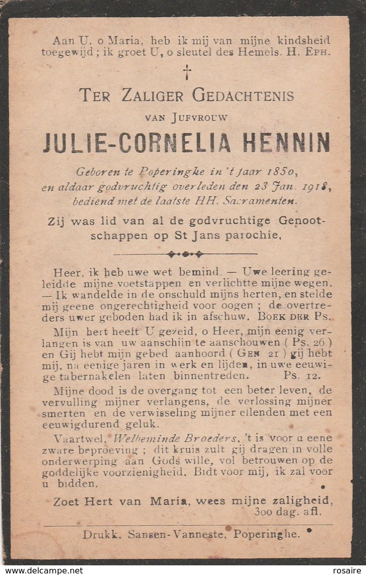 Julie Cornelia Hennin-poperinghe 1850-1912 - Devotion Images