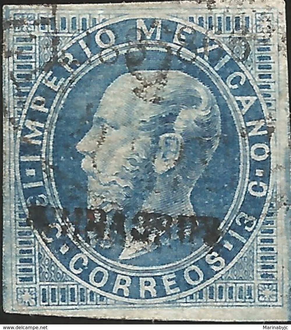 J) 1866 MEXICO, EMPEROR MAXIMILIAN, 13 CENTS, ENGRAVED VERACRUZ, SCN 32, XF - Mexico