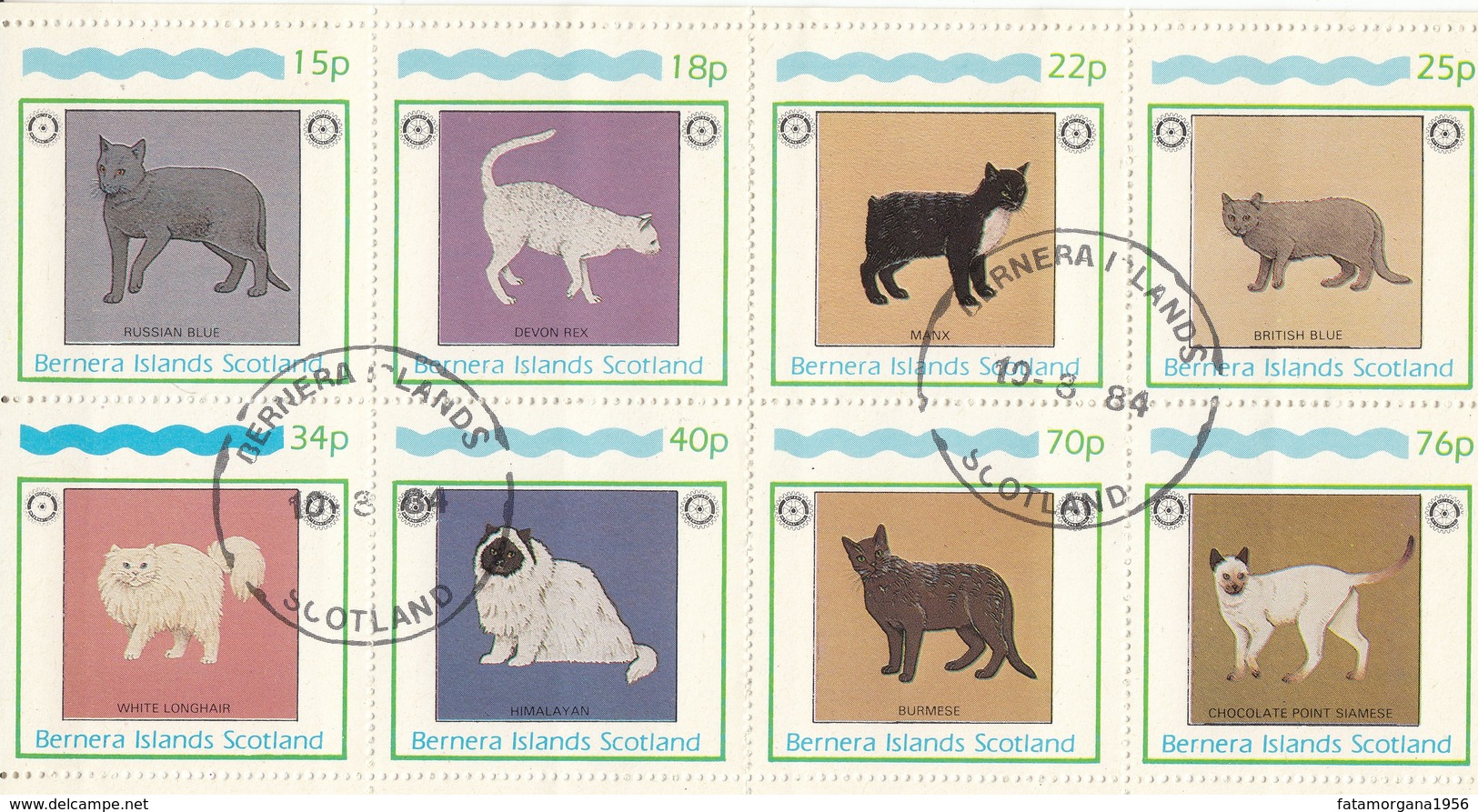 BERNERA (Scozia) - 1984 - Foglietto Obliterato Comprendente 8 Valori Raffiguranti Gatti Di Razza. - Local Issues