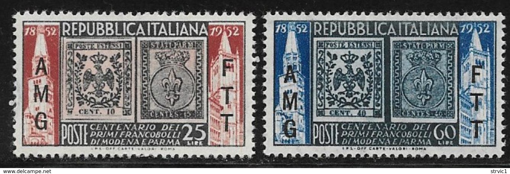 Trieste Zone A, Scott # 146-7 MNH Italy #602-3 Overprinted, 1952 - Mint/hinged
