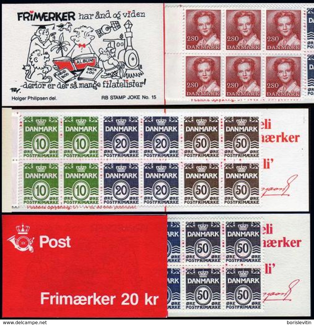 Denmark 709b Booklet,MNH. Definitive 1985.Wavy Lines Numeral,Queen Margrethe II. - Unused Stamps