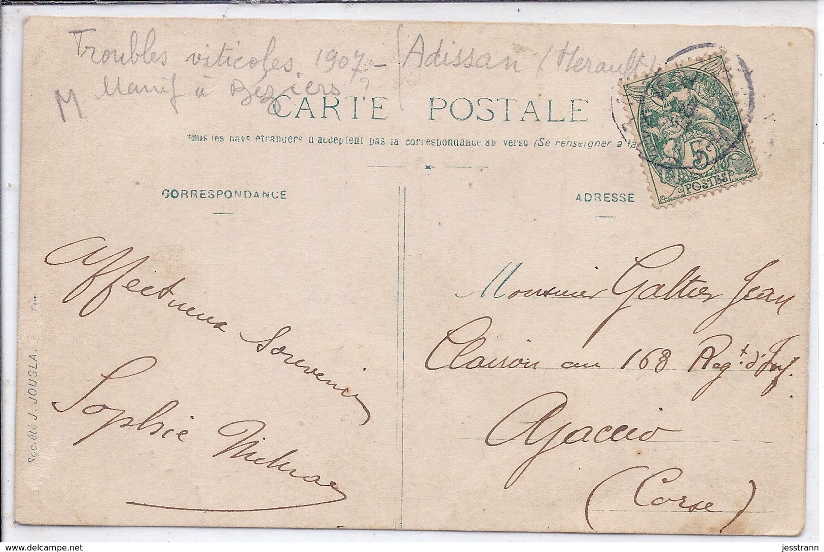 CARTE-PHOTO- TROUBLES VITICOLES DE 1907 D ADISSAN- MANIF A BEZIERS ?- RARE- RECT/VERSO - A Identifier