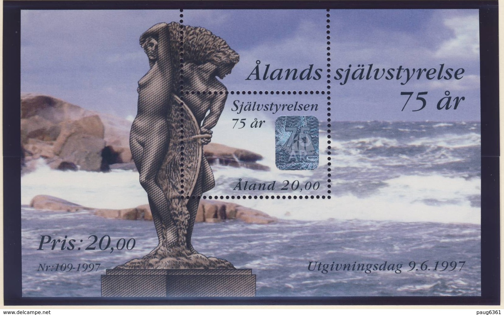 ALAND 1997  BLOC STATUE-TIMBRE HOLOGRAPHIQUE  YVERT N°B3  NEUF MNH** - Aland