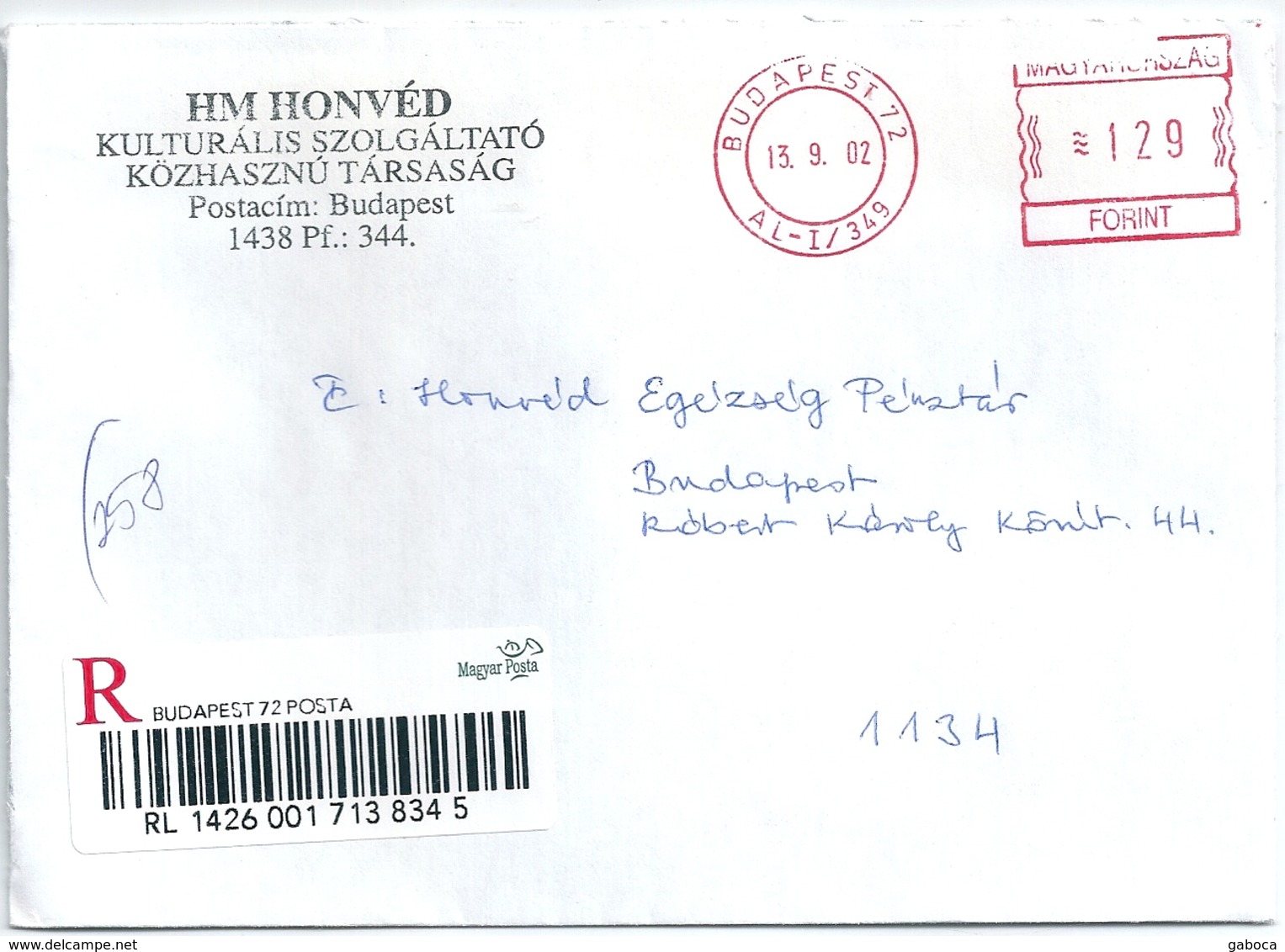 B2457 Hungary Postal History Machine Stempel Registered - Franquicia