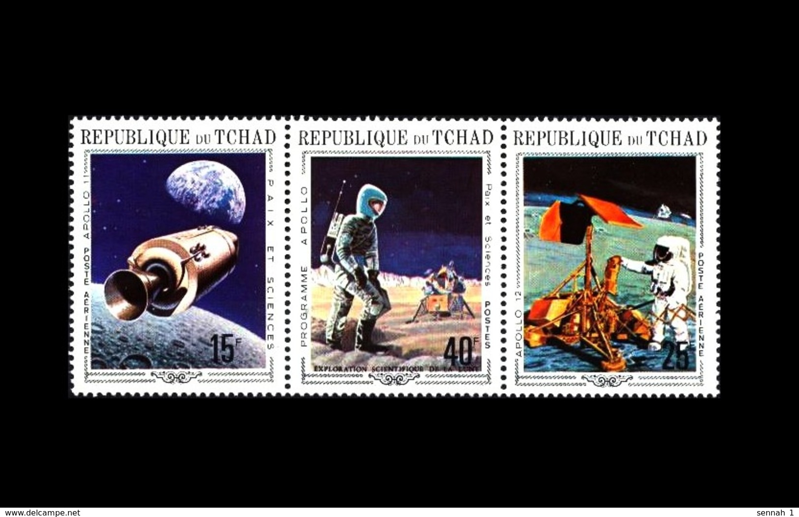 Tschad / Tchad / Chad: 'Apollo-11 & Apollo-12 In Space, 1970', Mi. 291-293 A; Sc. 225A ** - Afrique