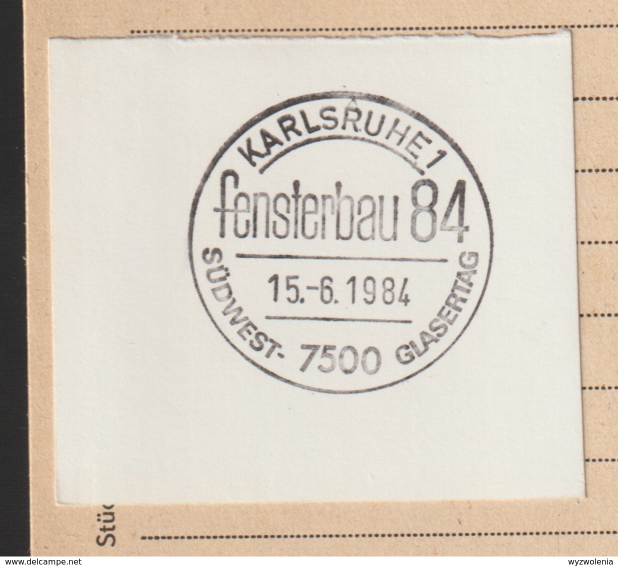 D 1411) SSt 7500 Karlsruhe 1984: Südwest-Glaser-Tag Fenster Bau (Ausschnitt) - Sonstige & Ohne Zuordnung
