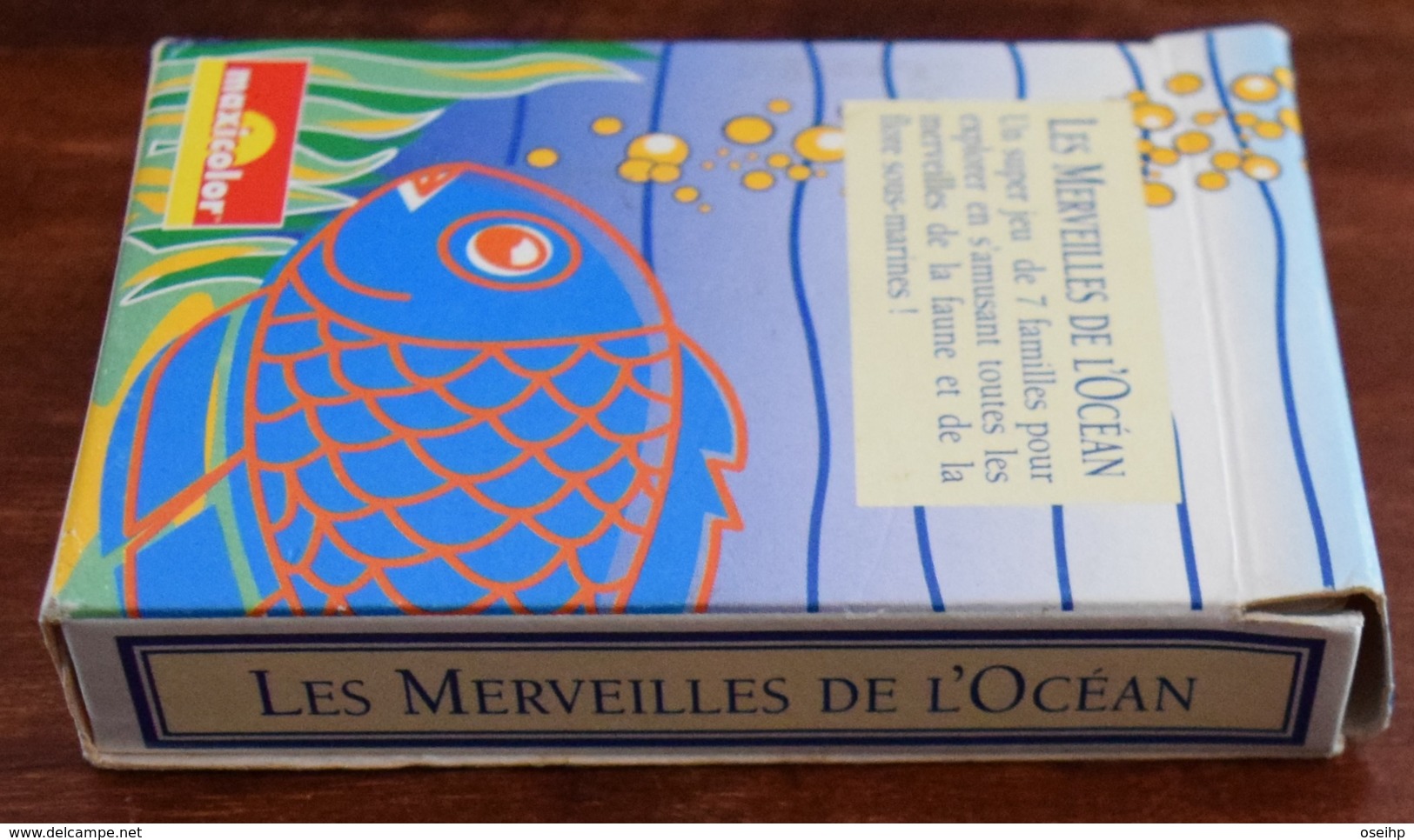 Jeu de Cartes 7 Familles LES MERVEILLES de L'OCEAN Maxicolor Poisson Requin Dauphin Phoque Cachalot Oursin Raie  Carte