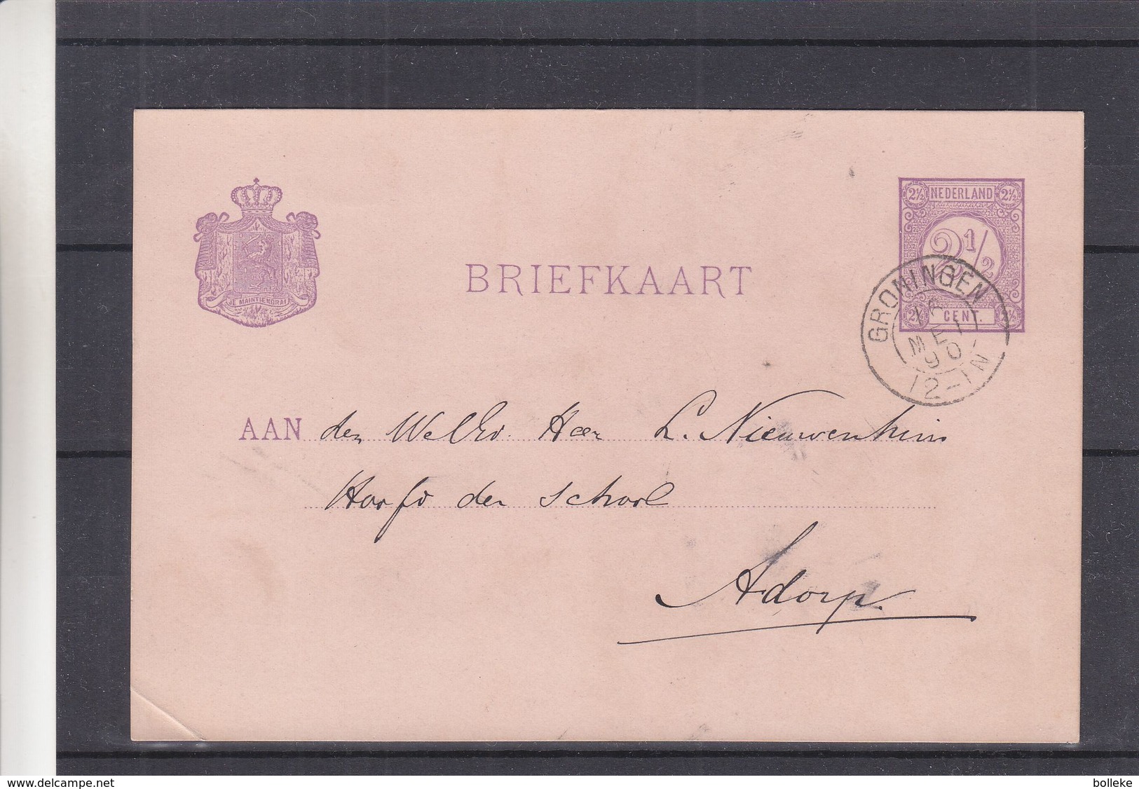 Pays Bas - Carte Postale De 1890 - Entiers Postaux - Oblit Groningen - Exp Vers Adorp - Postal Stationery