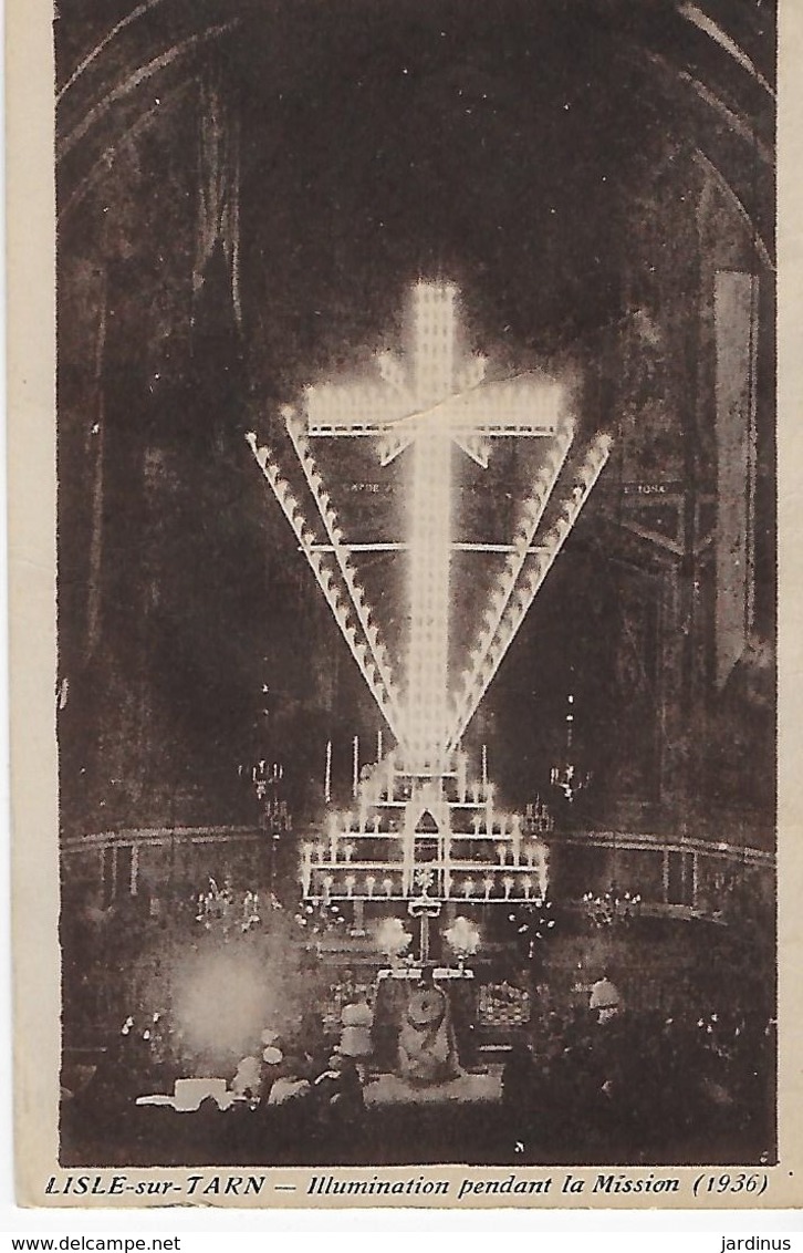 LISLE SUR TARN  : L'Eglise Illumination Pendant La Mission ( 1936) Trés Rare - Lisle Sur Tarn