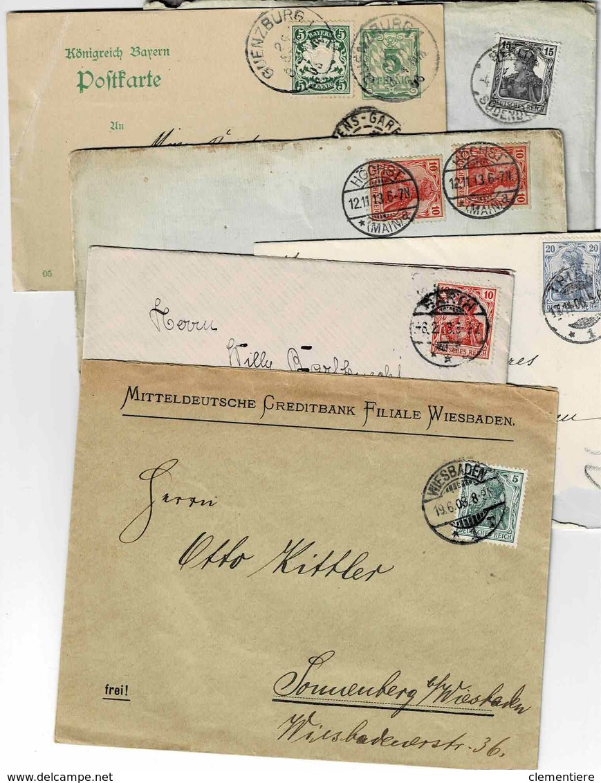 Lot De 5 Enveloppes De Différentes Périodes De L'Empire Et Une Carte Postale De Bavière - Maschinenstempel (EMA)