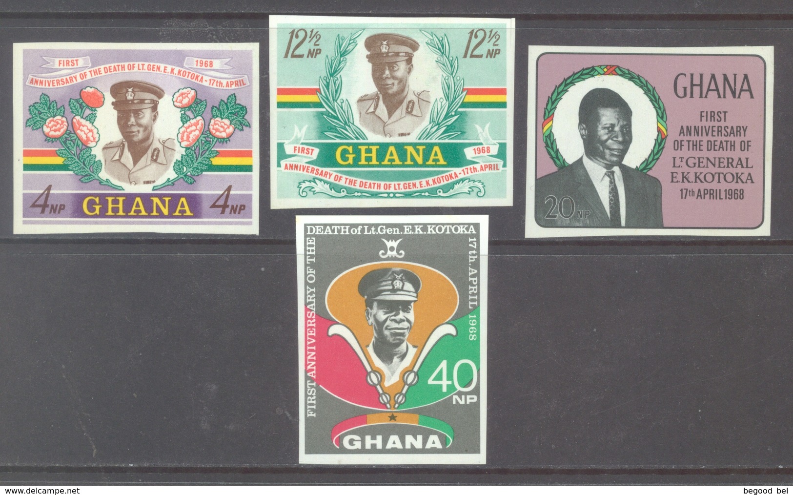 GHANA - 1968 - MNH/** - ANNIVERSARY DEATH KOTOKA NO PERFORATION  - Yv 315-318 - Lot 17903 - Ghana (1957-...)