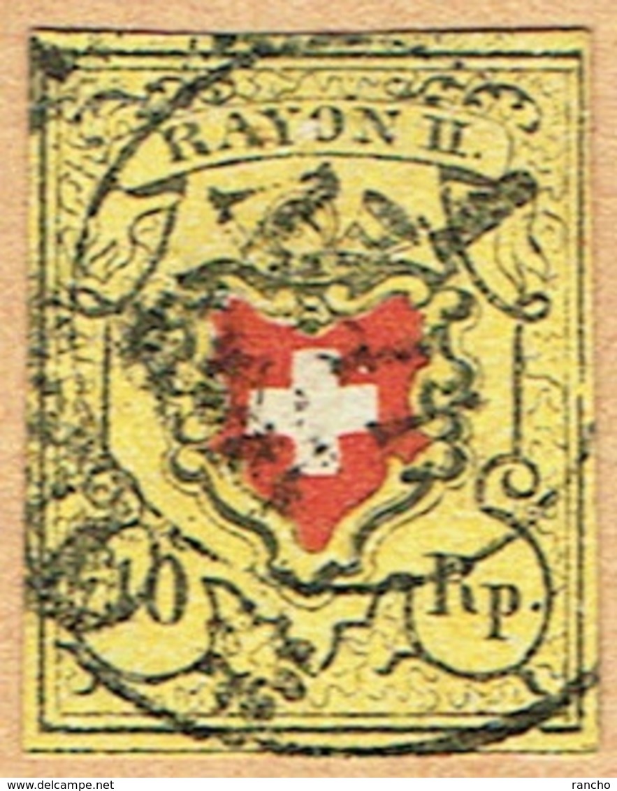 1850 RAYON II TIMBRE OBLITERE C/.S.B.K. Nr:16II. Y&TELLIER Nr:15. MICHEL Nr:8II. - 1843-1852 Federal & Cantonal Stamps