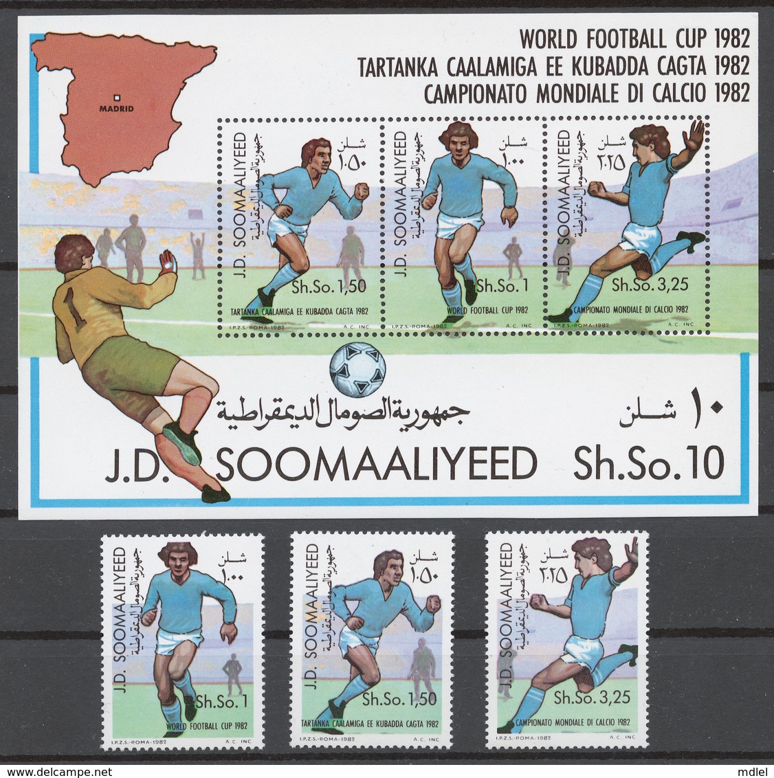 Somalia 1982 Mi# 315-17+ Bl.12** FOOTBALL 1982 WORLD CUP - Somalie (1960-...)