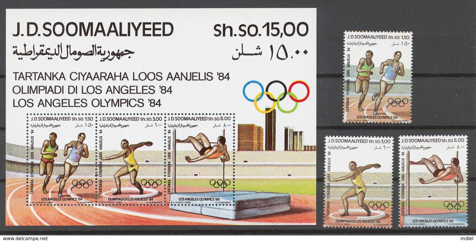 Somalia 1984 Mi# 353-55+ Bl.15** OLYMPIC GAMES LOS ANGELES 1984 - Somalie (1960-...)