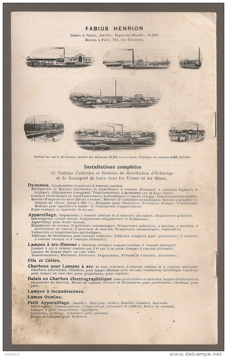 1909 CATALOGUE CATALOGUE  FILS ET CABLES ISOLES POUR L'ELECTRICITE / FABIUS HENRION NANCY - Electricité & Gaz