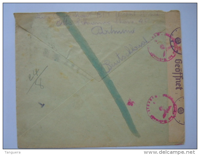 Deutsches Reich 1943 Dormund - Charleroi Belgique Mit Brief Geöffnet Vom Oberkommando Der Wehrmacht - Brieven En Documenten