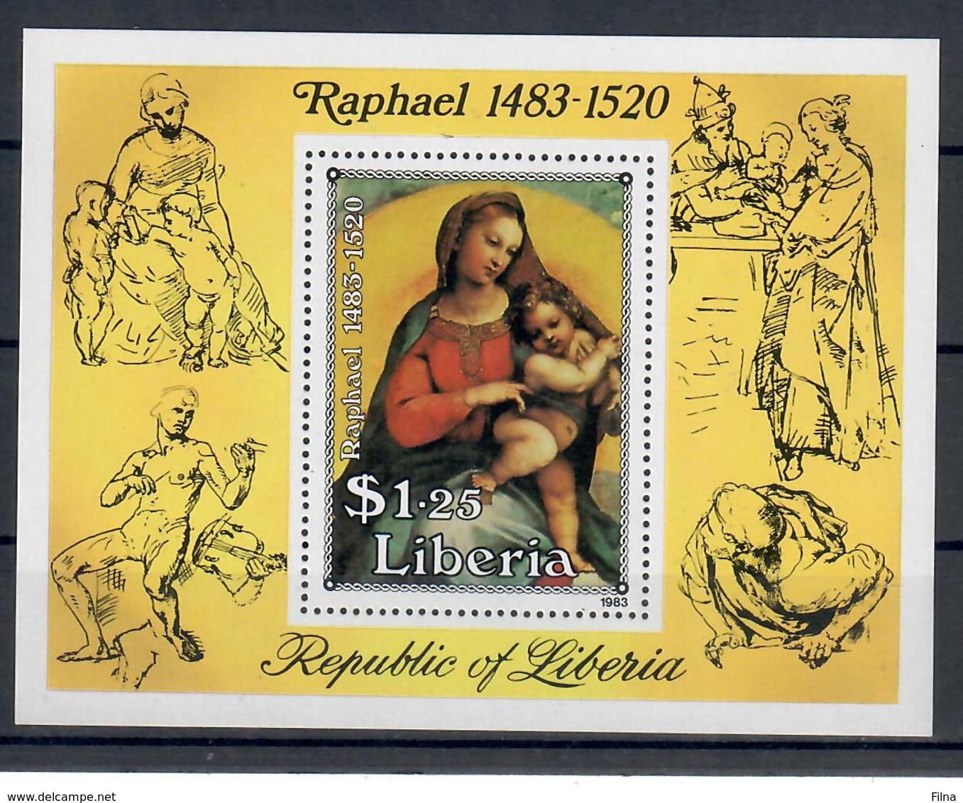 LIBERIA 1983 - QUADRI - MADONNA DI RAFFAELLO - FGL - MNH ** - Liberia