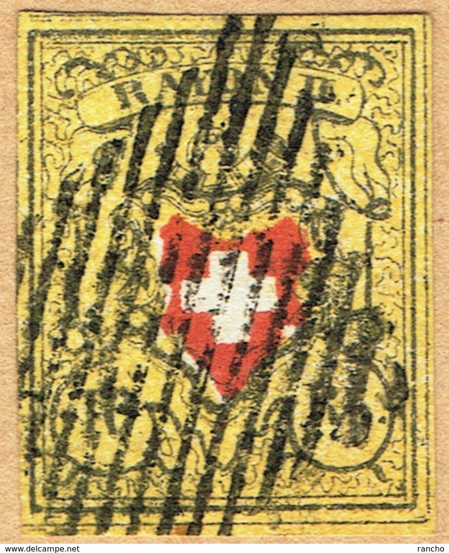 1850 RAYON II TIMBRES OBLITERES C/.S.B.K. Nr:16II. Y&TELLIER Nr:15. MICHEL Nr:8II. - 1843-1852 Timbres Cantonaux Et  Fédéraux