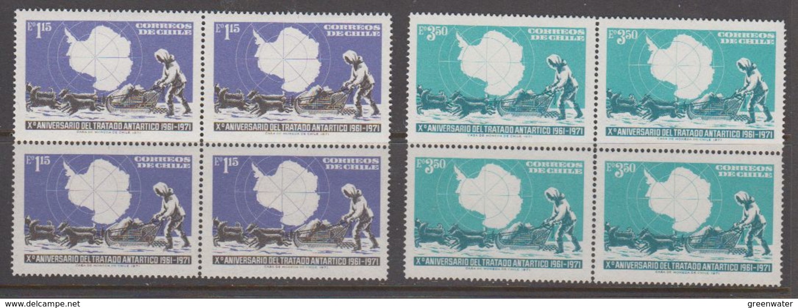 Chile 1971 Antarctic Treaty 2v Bl Of 4 ** Mnh  (40980G) - Chili