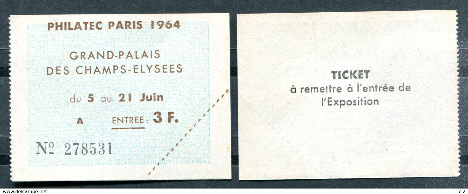 # - FRANCE - Exposition Philatélique PHILATEC PARIS 1964 - Billet D'entrée - Esposizioni Filateliche