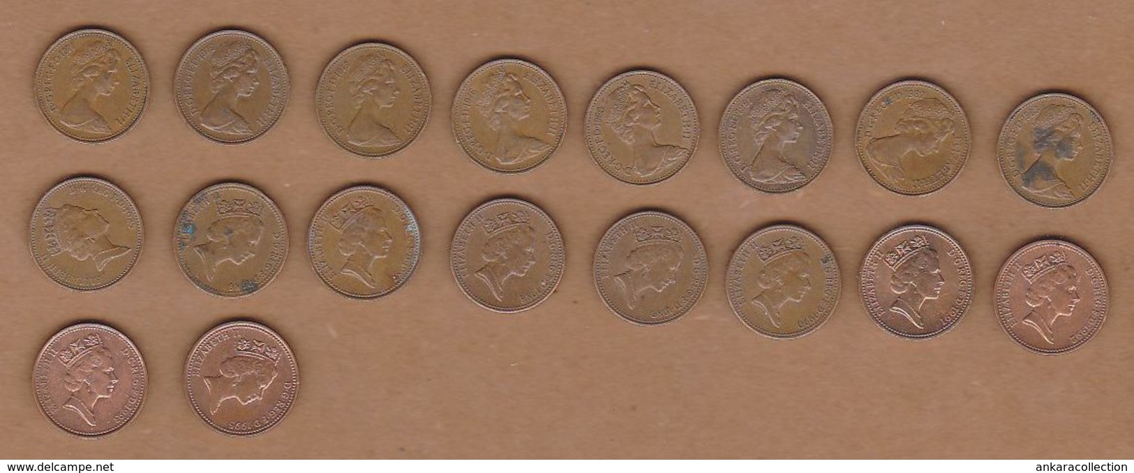 AC - GREAT BRITAIN 1 NEW PENCE LOT 1971 - 1973 - 1976 - 1976 - 1980 - 1981 - 1982 - 1983 - 1985 - 1986 - 1987 - 1988 - 1 - 2 Pence & 2 New Pence