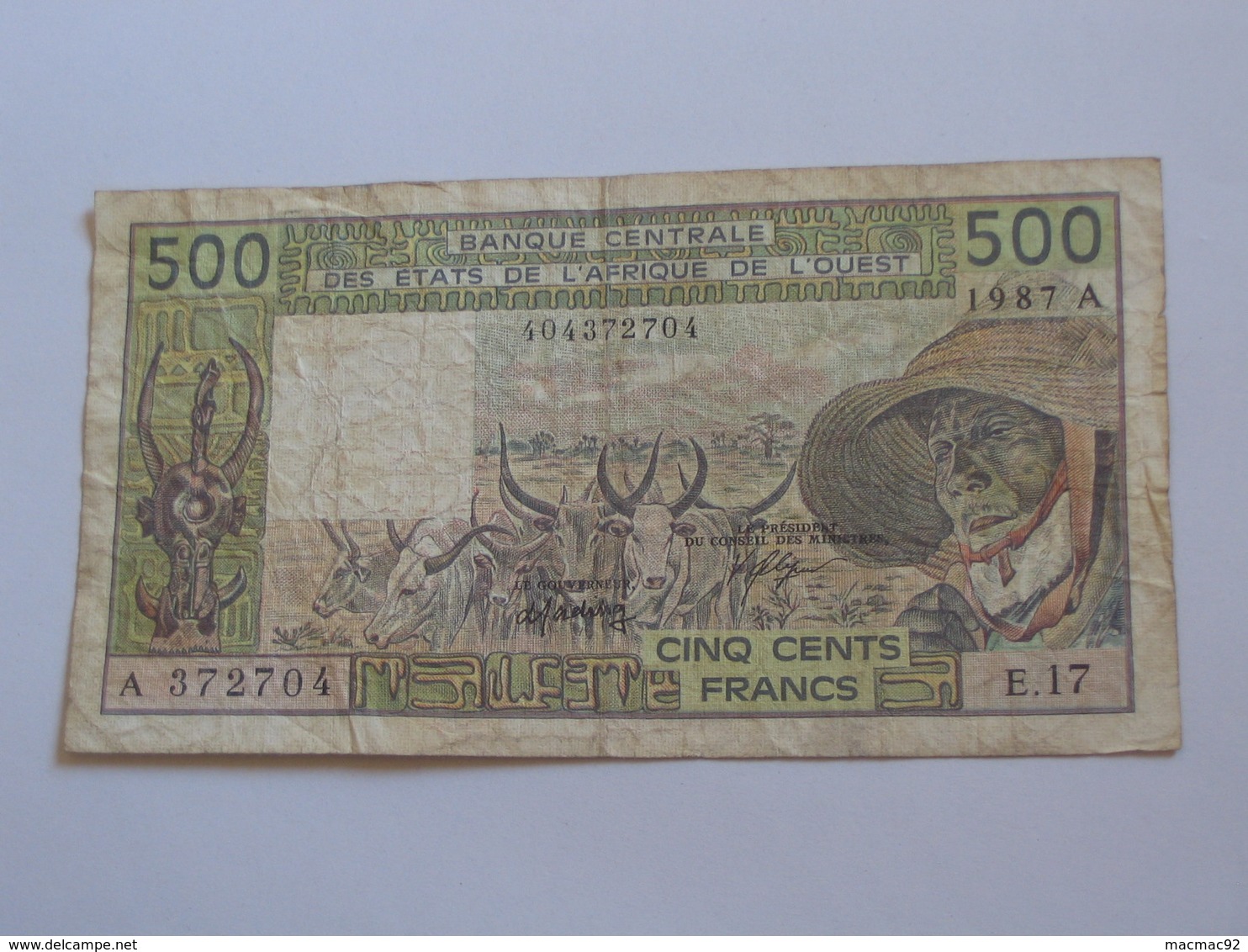 500 Francs 1987 - COTE D'IVOIRE  - Banque Central Des états De L'Afrique De L'ouest   **** EN ACHAT IMMEDIAT **** - Côte D'Ivoire