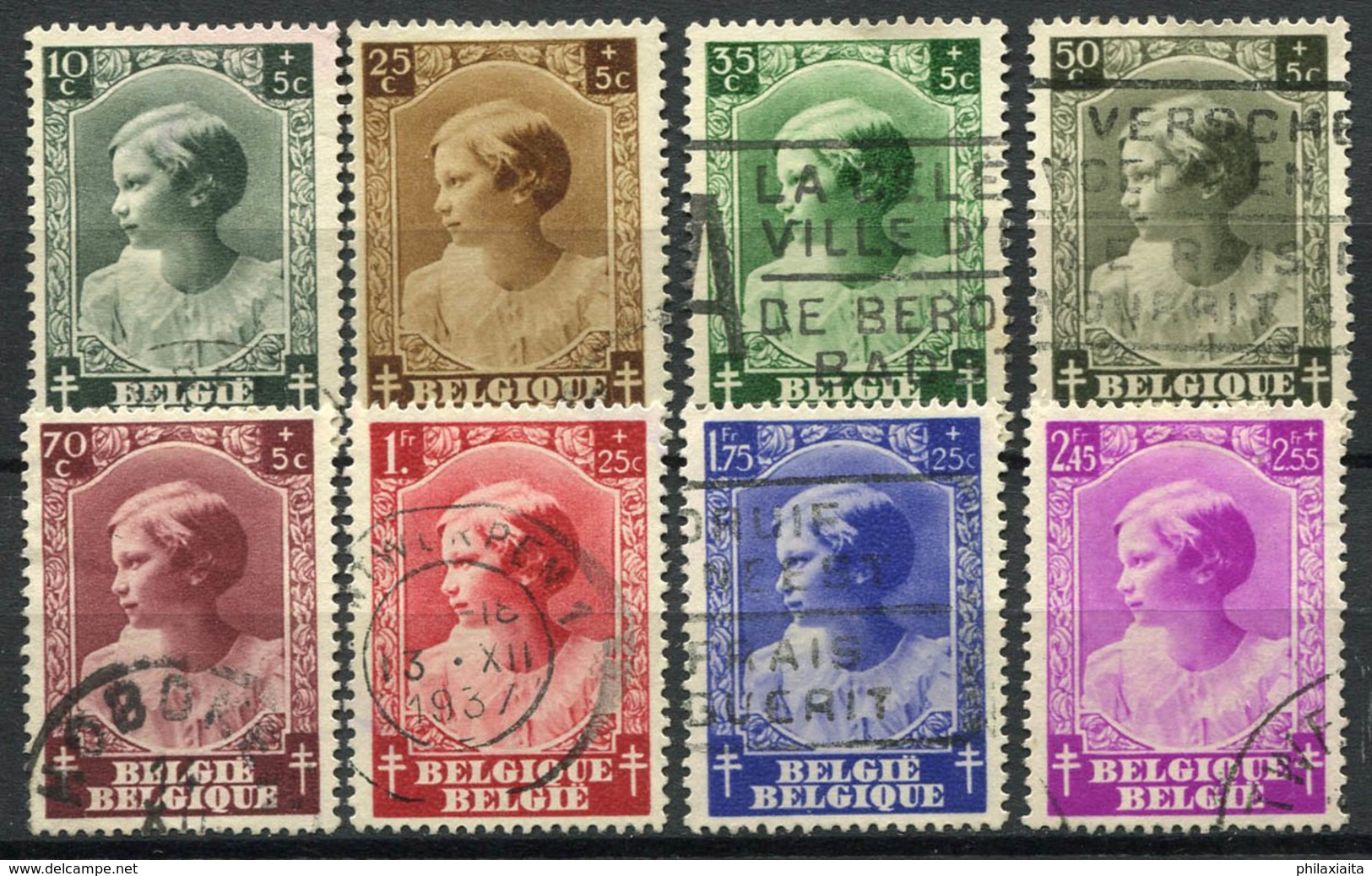 Belgio 1937 Mi. 457-464 Usato 100% Principessa Giuseppina Carlotta - Usati