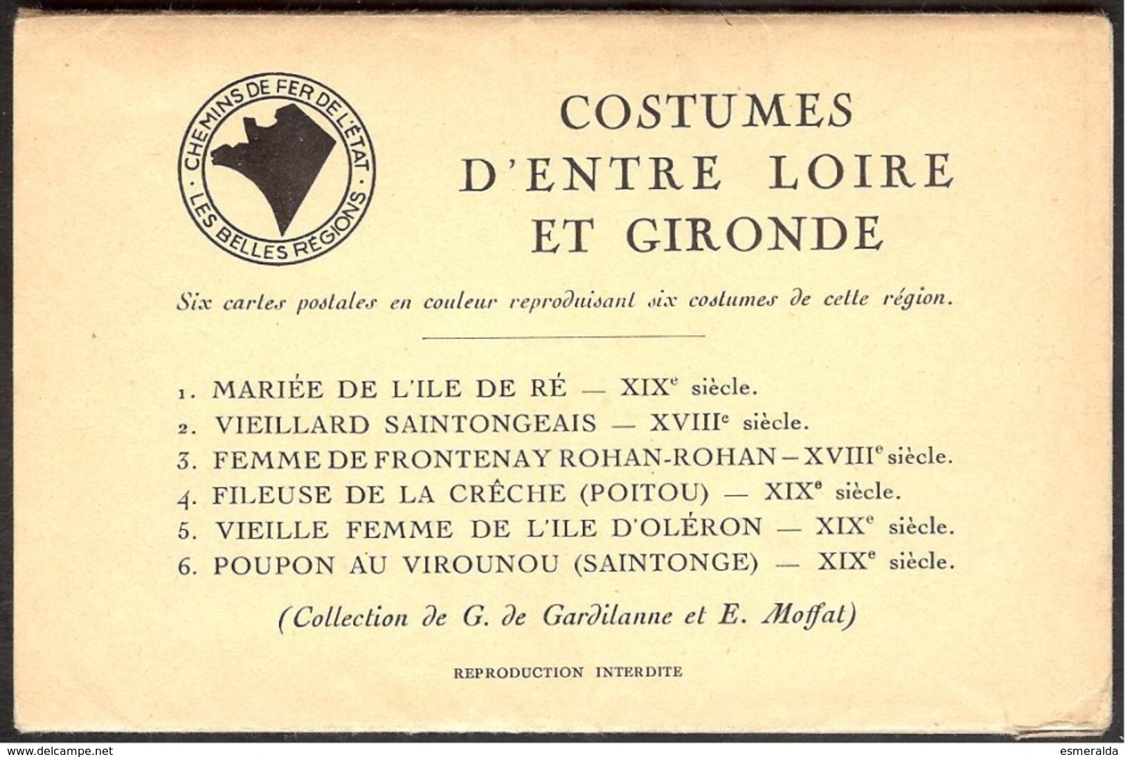 Costumes D'entre Loire Et Gironde:  6 Cp En Couleur,collection De G.de Gardilanne Et E.Moffat - Pays De La Loire