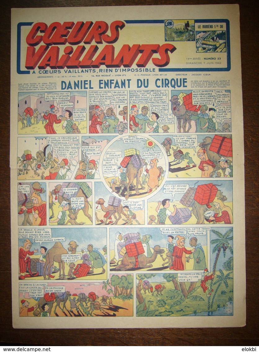 Cœurs Vaillants N°23 Du 7 Juin 1942 - Other Magazines