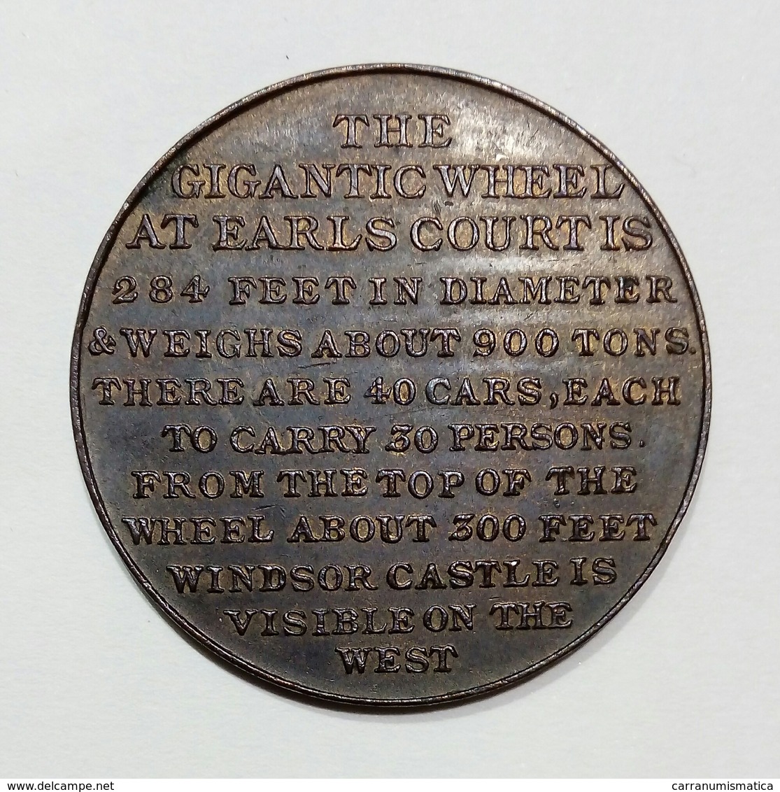 LONDON - Earls Court Gigantic Wheel (1902) Token / 31Mmm (Great Wheel Of London 1895-1907) - Monétaires/De Nécessité