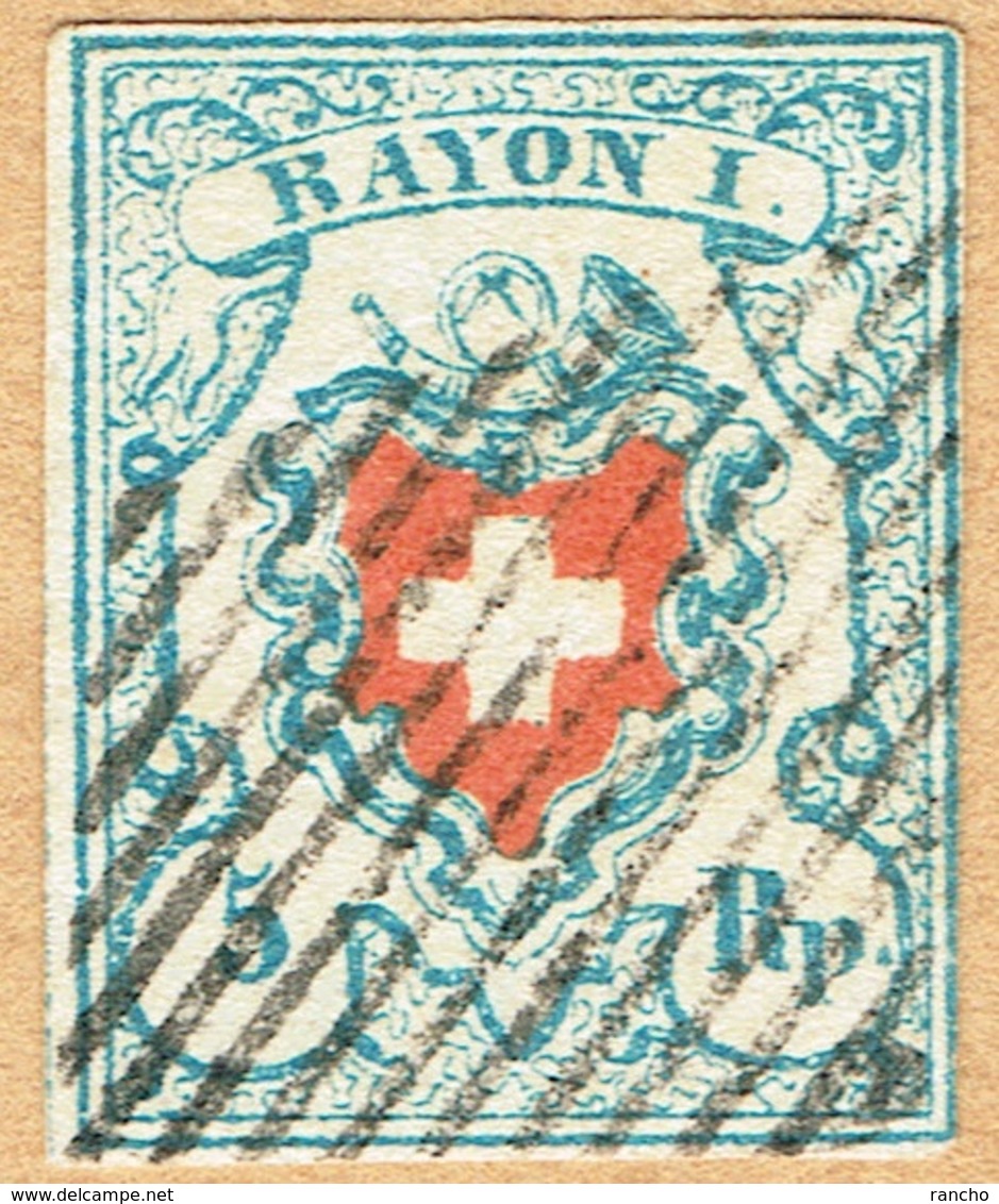 1851 RAYON I. TIMBRE OBLITERE C/.S.B.K. Nr:17II. Y&TELLIER Nr:20. MICHEL Nr:9II. - 1843-1852 Timbres Cantonaux Et  Fédéraux