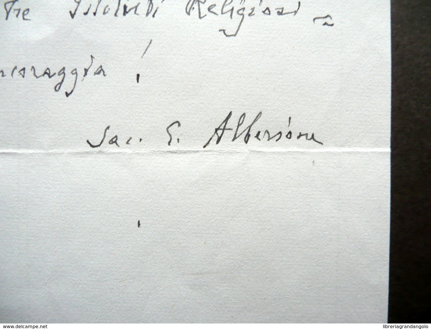 Autografo Beato Giacomo Alberione Biglietto Amorth Istituti Religiosi Anni '60 - Altri & Non Classificati