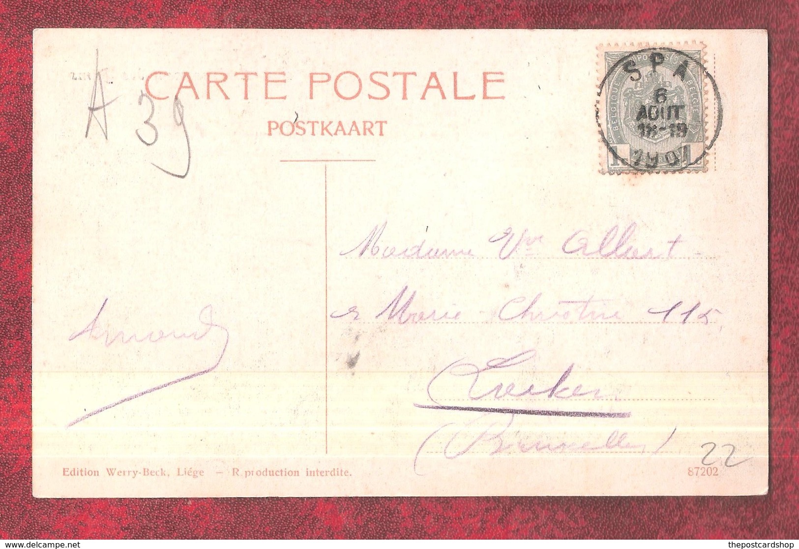 SPA ETABLISSEMENT DES BAINS GOOD 1907 POSTMARK SLIGHTLY DIFFERENT VIEW - Spa