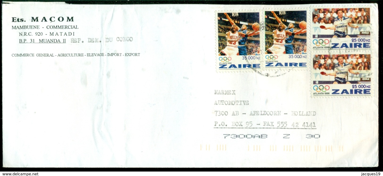 Zaire 1996 Cover To Holland Mi 1128 (2) And 1129 (2) - Otros & Sin Clasificación