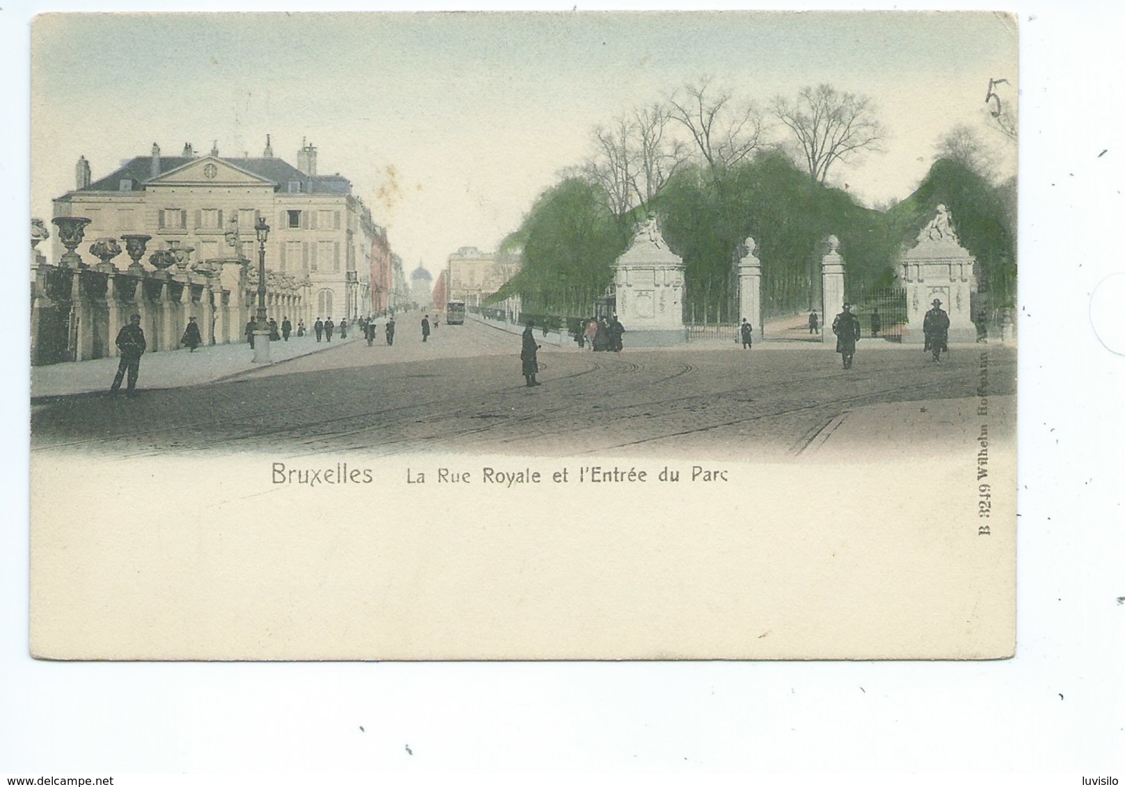 Bruxelles Rue Royale Et Entrée Du Parc ( 1900 Couleur ) - Cafés, Hôtels, Restaurants