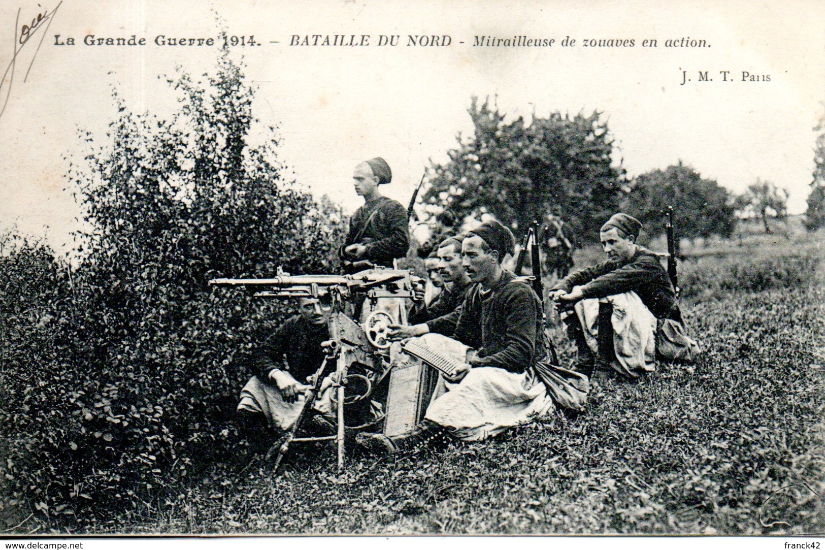 Bataille Du Nord. Mitrailleuse De Zouaves En Action - Oorlog 1914-18