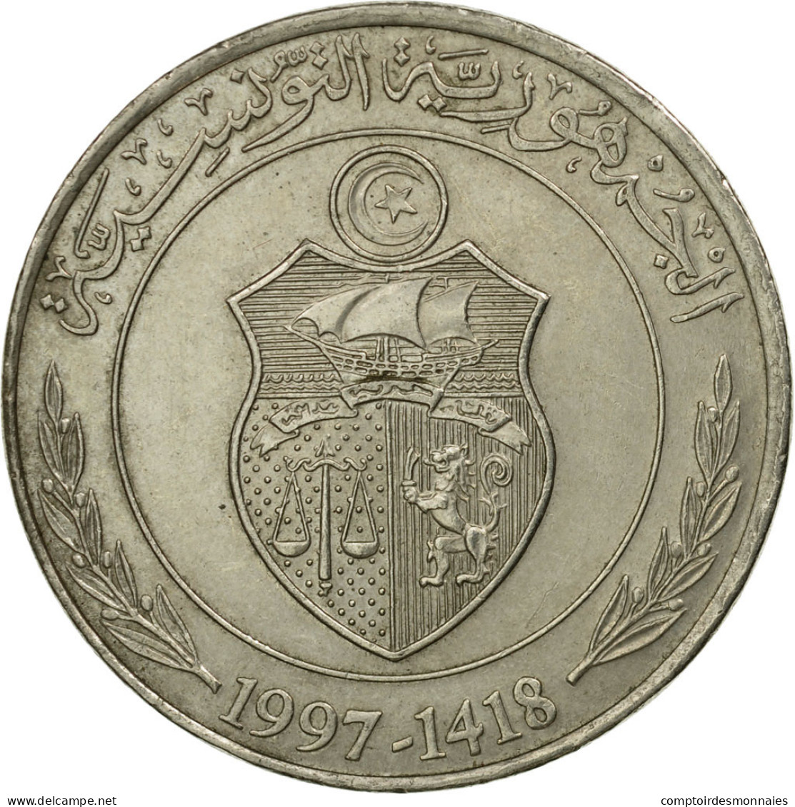 Monnaie, Tunisie, Dinar, 1997, Paris, TB+, Copper-nickel, KM:347 - Tunisie