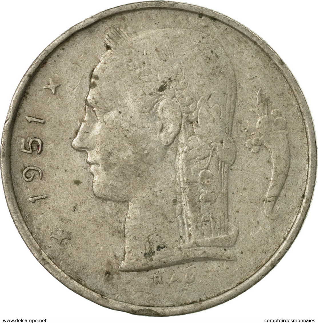 Monnaie, Belgique, Franc, 1951, B+, Copper-nickel, KM:142.1 - 1 Franc