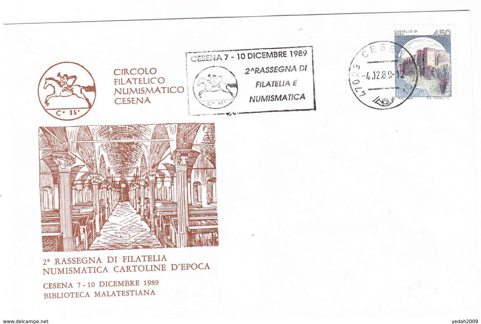 Italy 2nda RASSEGNA DI FILATELIA E NUMISMATICA CESENA FDEC 1989 - Exposiciones Filatélicas