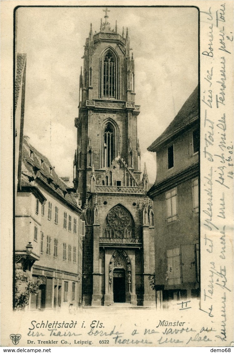 SELESTAT Eglise Carte De 1902 Adressée Aux Nobles "DE REINACH" - Selestat