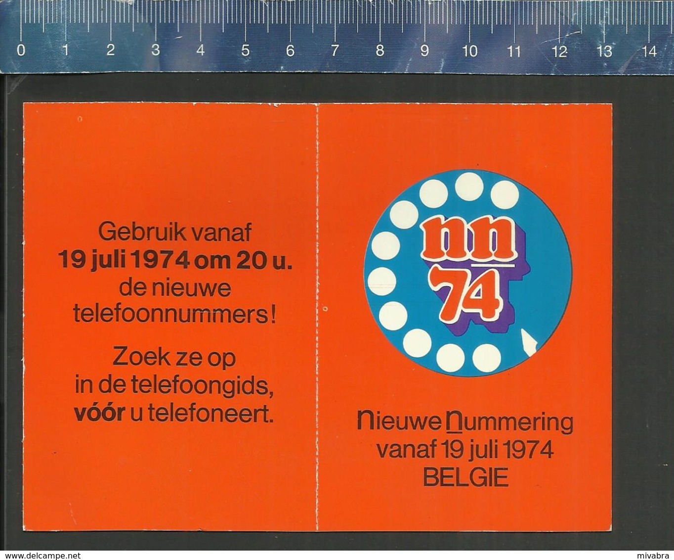 ZAKKALENDER CALENDRIER NN 1974 RTT REGIE TELEGRAFIE TELEFONIE NIEUWE NUMMERING BELGIË - Petit Format : 1971-80