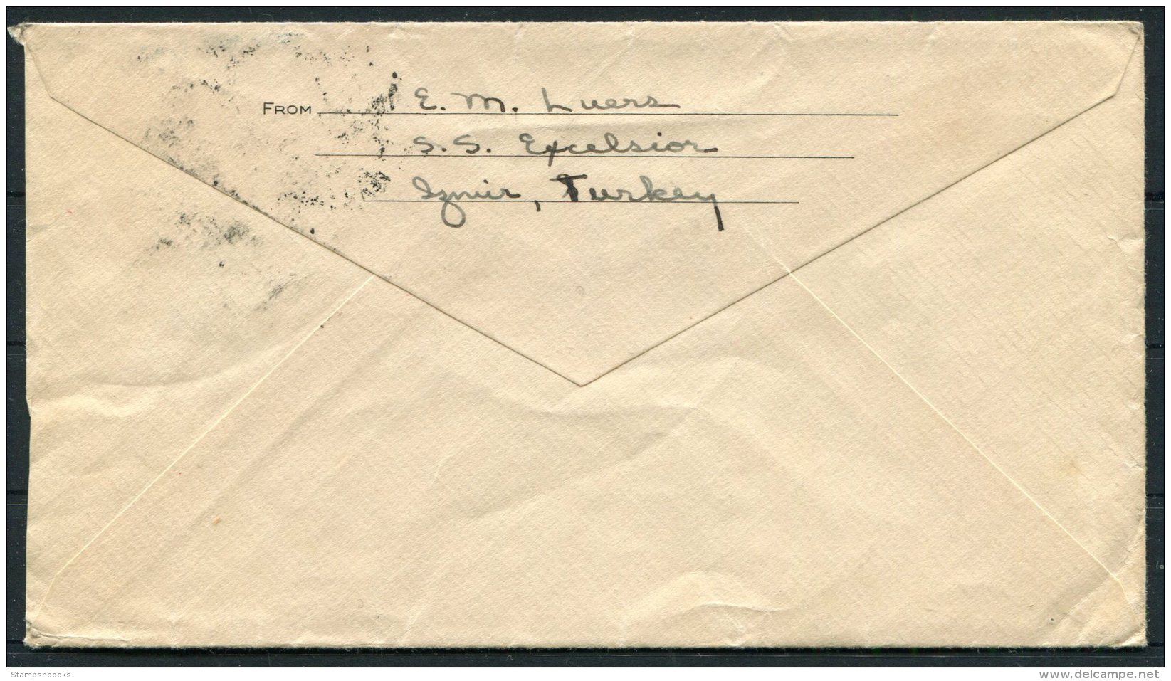 1935 Turkey American Expot Lines Shipping Cover Izmir - Bowie, Maryland USA. SS Excelsior Ship - Covers & Documents