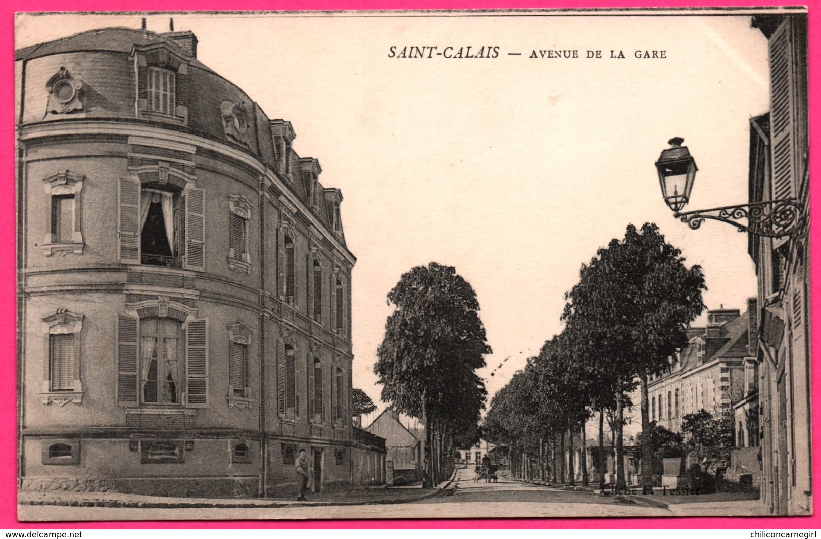 Saint St Calais - Avenue De La Gare - Attelage - Animée - Cliché F. TESSIER - 1904 - Oblit. ST CALAIS / AMIENS - Saint Calais