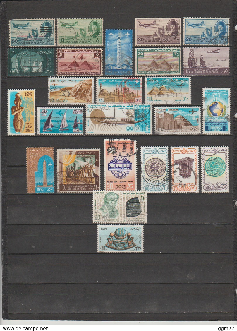 25 TIMBRES P.A. EGYPTE OBLITERES  DE 1933-1941-1947-1953-1959-1961-1963-1971 - Poste Aérienne