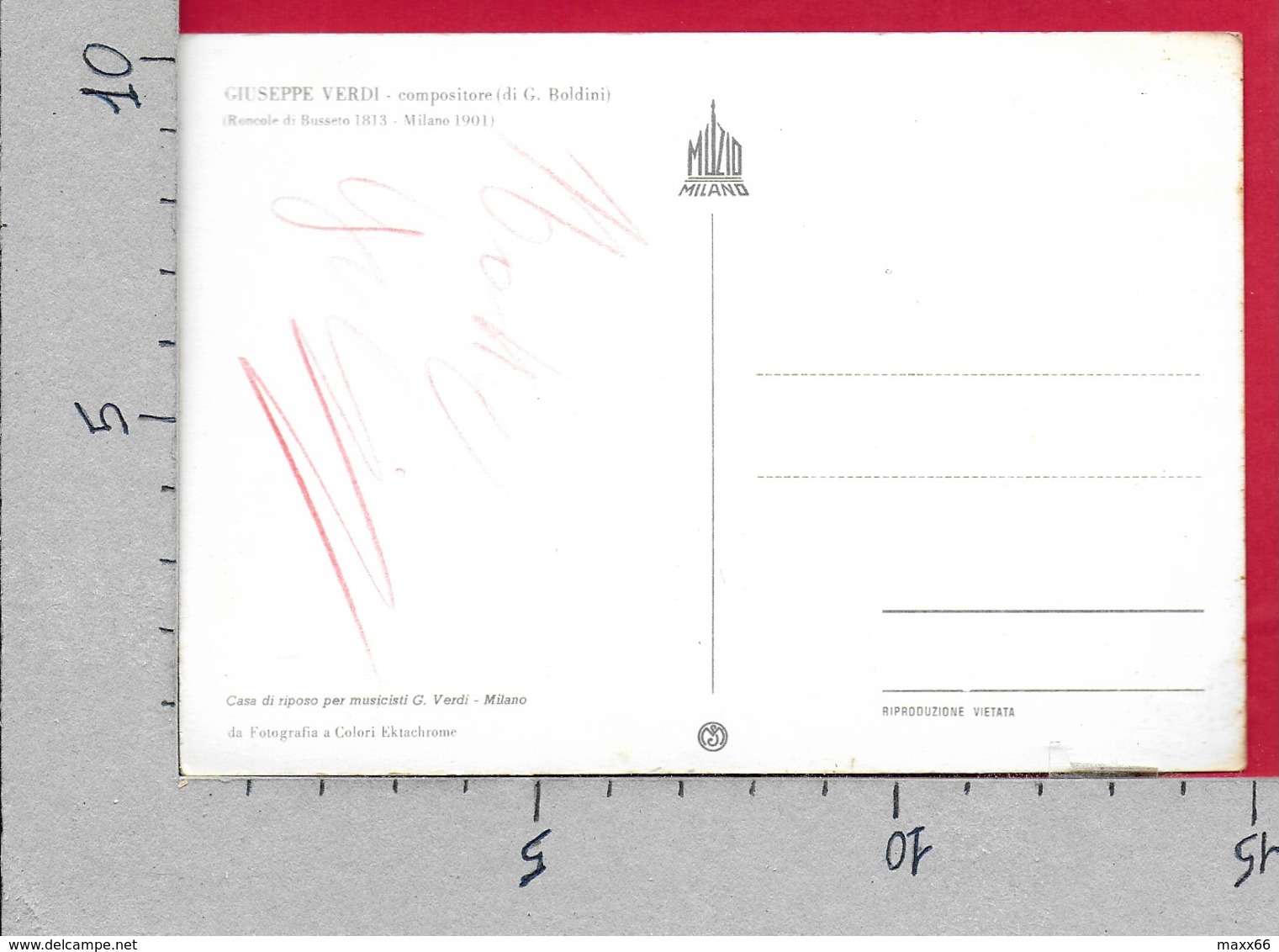 CARTOLINA NV ITALIA - Giuseppe VERDI - Compositore - Casa Di Riposo Per Musicisti Milano - 10 X 15 - Firma Al Verso - Cantanti E Musicisti