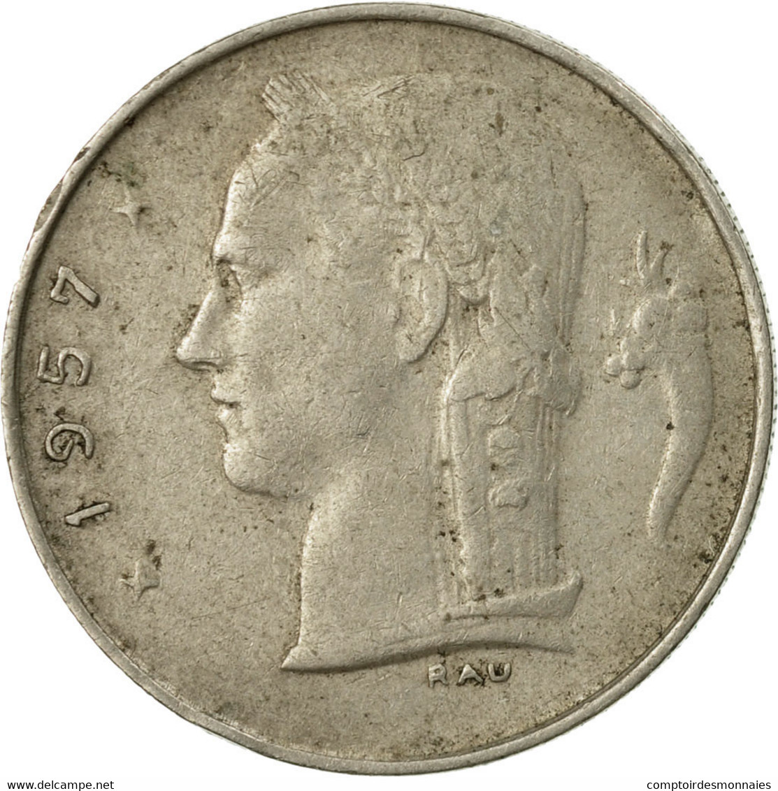 Monnaie, Belgique, Franc, 1957, B+, Copper-nickel, KM:143.1 - 1 Franc